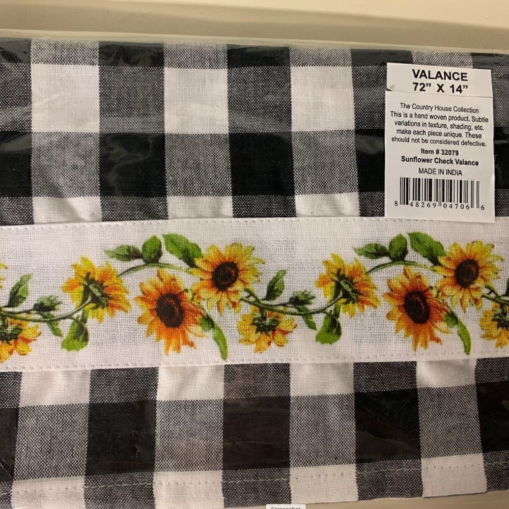 NEW! Farmhouse Sunflower Patch Cotton Window Valance Country Primitive Summer